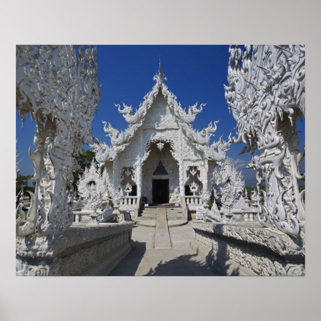 Der neue, ganz weiße Tempel von Wat Rong Khun in Poster (Vorne)