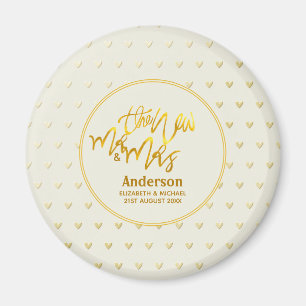 Der neue Herr und Frau (Name, Datum) Wedding Gold  Magnet