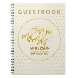 Der neue Herr und Frau (Name, Datum) Wedding Gold  Notizblock