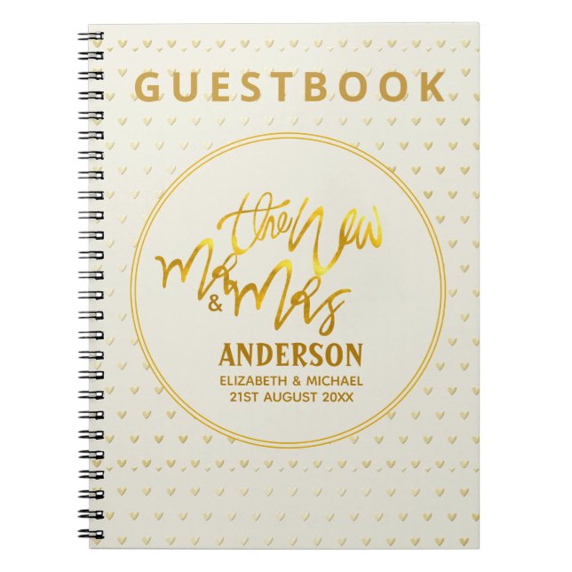 Der neue Herr und Frau (Name, Datum) Wedding Gold  Notizblock (Vorderseite)