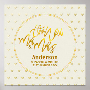 Der neue Herr und Frau (Name, Datum) Wedding Gold  Poster