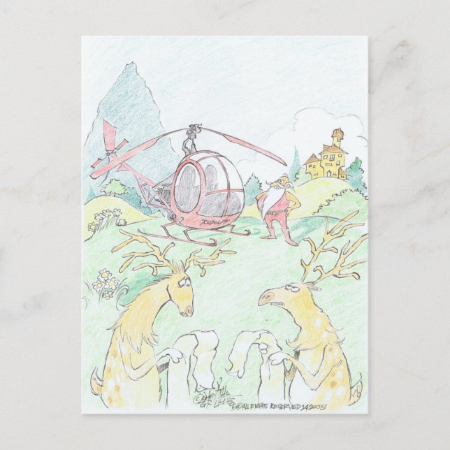 Der neue Rudolf des Weihnachtsmanns. Feiertagspostkarte (Vorderseite)