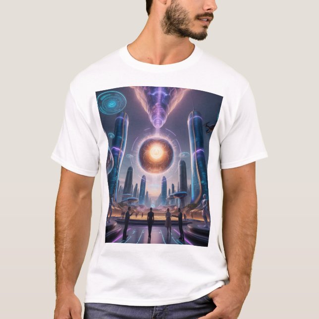Der Nexus der Innovation: Eine visionäre Zukunft T-Shirt (Vorderseite)