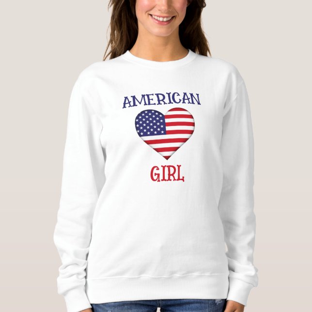 Der Niedliche 4. Juli von Frauen gibt amerikanisch Sweatshirt (Vorderseite)