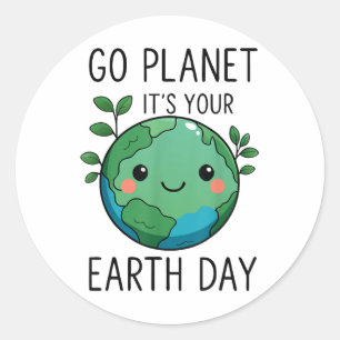 Der niedliche Earth Day Go Planet Dein Earth Day F Runder Aufkleber