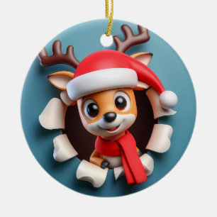 Der niedliche glückliche Weihnachtsmann bricht aus Keramik Ornament