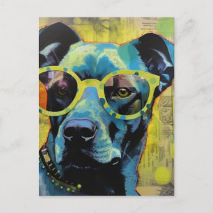 Der Niedliche Hund in der Brillen Collage Postcard Postkarte