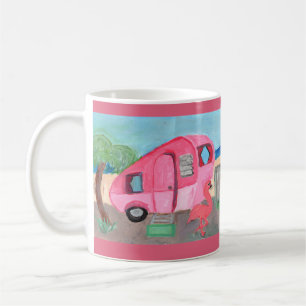 Der Niedliche Pink Fifties Beach Trailer Kaffeetasse