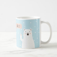 Der niedliche Polarbär im Schnee sagt Hallo + NAME