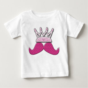 Der niedliche rosa gedruckte Schnurrbart perlt Baby T-shirt