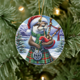 Der Niedliche schottische Weihnachtstotter Keramik Ornament