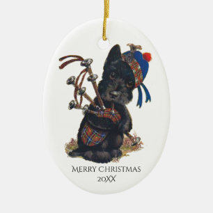 Der niedliche Scottie, der Bagpipes spielt, Keramik Ornament
