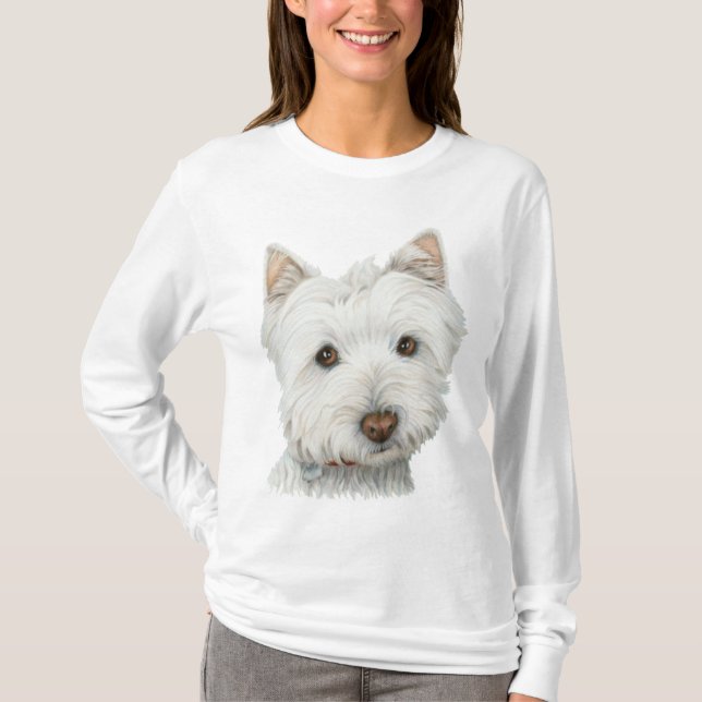 Der niedliche T - Shirt der Westie Hundekunst-Frau (Vorderseite)
