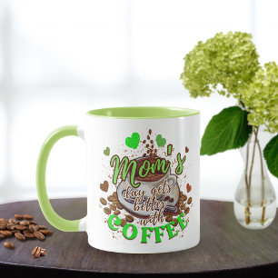 Der niedliche Tag der Grünen Mama wird mit Kaffee Tasse