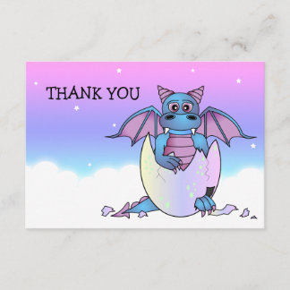 Der niedliche Themed Drache danken Ihnen flache Dankeskarte