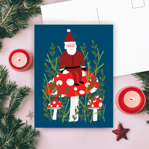 Der niedliche Weihnachtsmann auf den Mushroom-Weih Postkarte