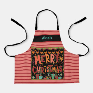 Der Niedliche Weihnachtsname des Kindes Pink Schürze