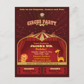 Der niedliche Zirkus des Kindes etikettiert Einladung