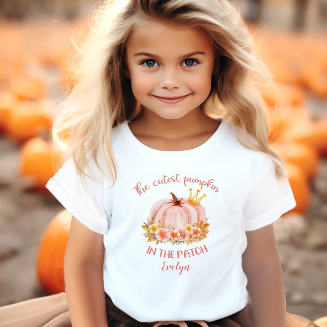 Der Niedlichste Kürbis im Patch-Fall Name Pink Kleinkind T-shirt (The Cutest Pumpkin in the Patch Fall Name Pink Toddler T-shirt)