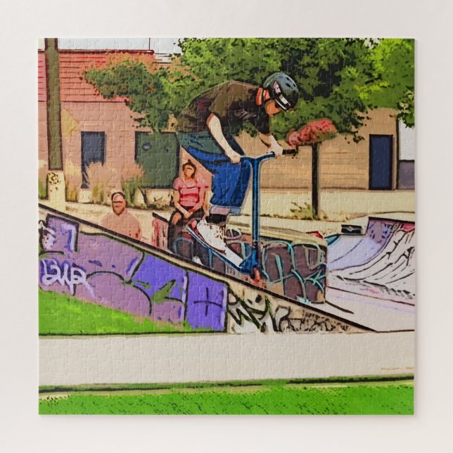 Der Nosedive Landing - Scooter Fahrer Trick Puzzle (Vertikal)