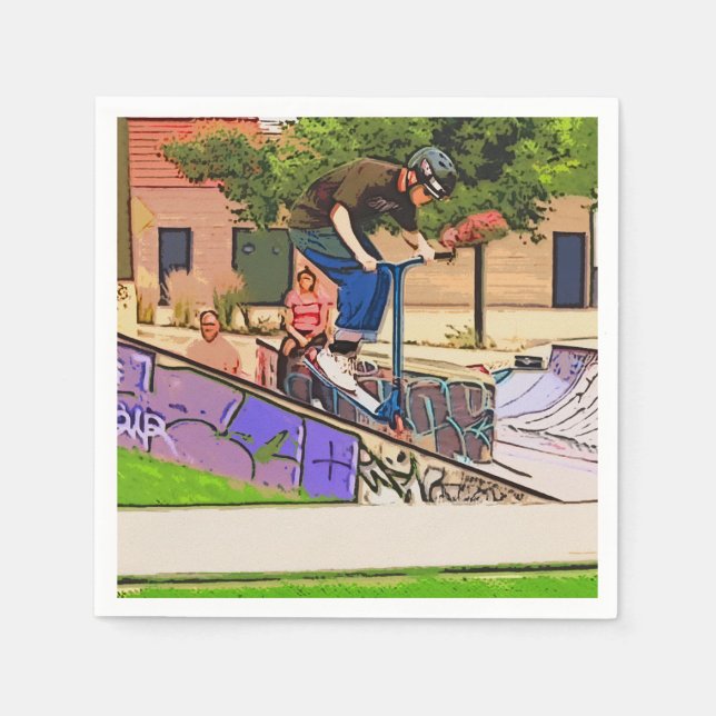 Der Nosedive Landing - Scooter Fahrer Trick Serviette (Vorderseite)