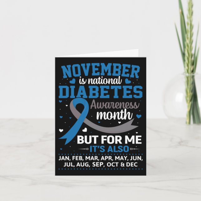 Der November ist Monat blau und grau für Diabetes Karte (Vorderseite)