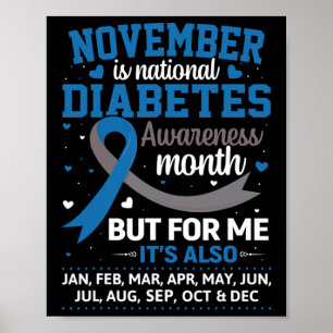 Der November ist Monat blau und grau für Diabetes Poster