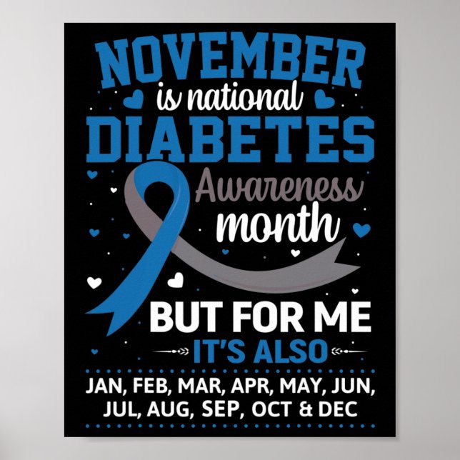 Der November ist Monat blau und grau für Diabetes Poster (Vorne)