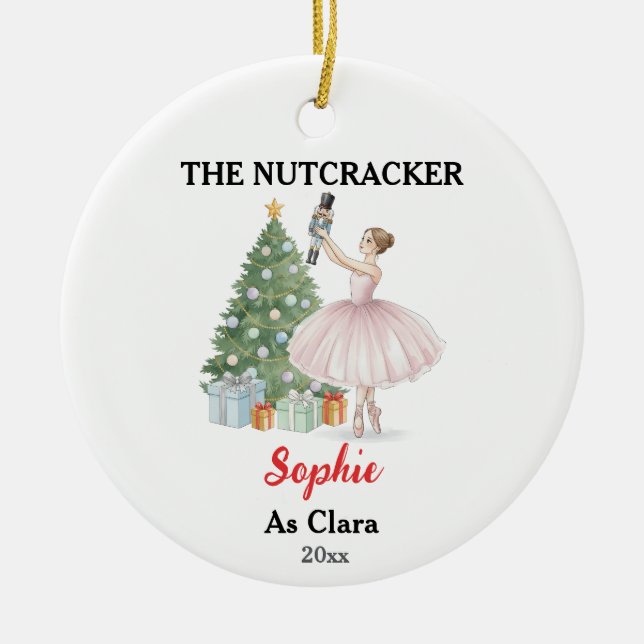 Der Nussknacker Ballerina Benutzerdefinierter Name Keramik Ornament (Vorne)
