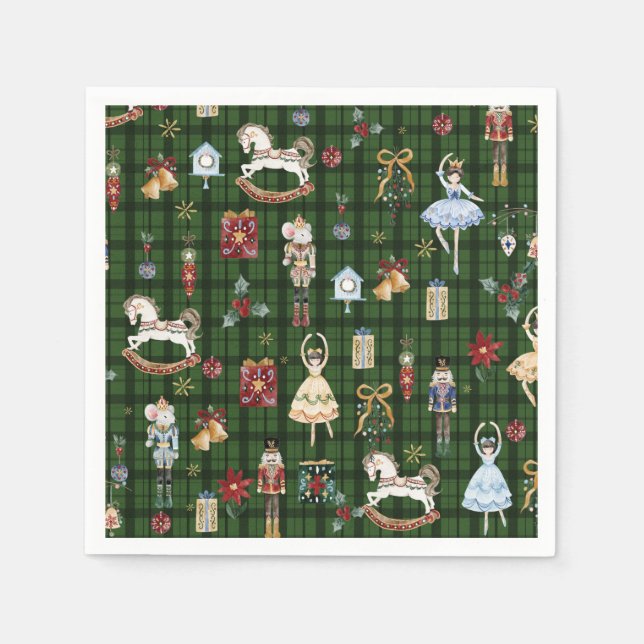 Der Nussknacker-Ballett-Weihnachtsplaid Serviette (Vorderseite)