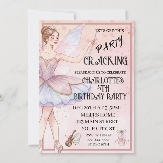 Der Nussknacker Weihnachtsballett Geburtstag Einladung (Vorderseite)