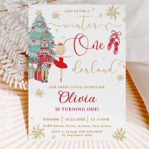 Der Nussknacker Winter Onederland 1. Geburtstag Ro Einladung