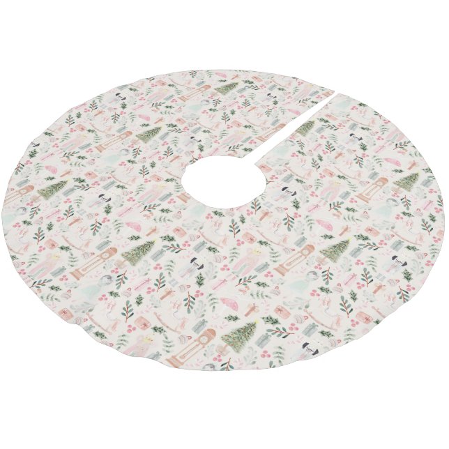 Der Nutcracker Wasserfarbenurlaub Pinushed Polyest Polyester Weihnachtsbaumdecke (Schrägansicht)