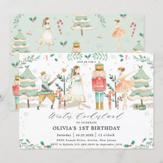Der Nutcracker Winter Onederland 1. Geburtstag Einladung