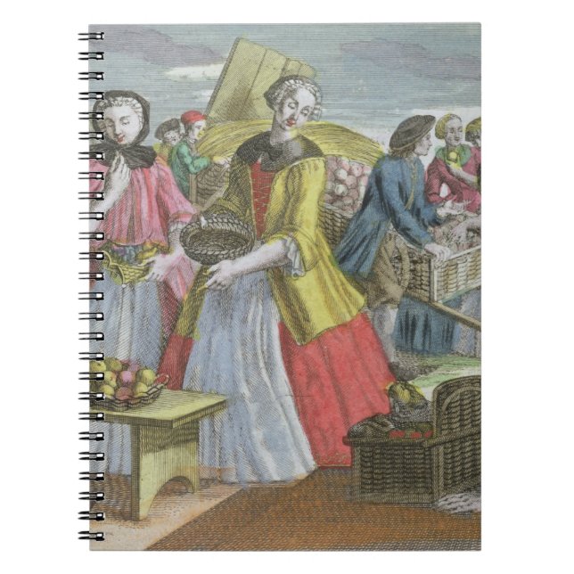 Der Obstmarkt (farbiger Stich) Notizblock (Vorderseite)