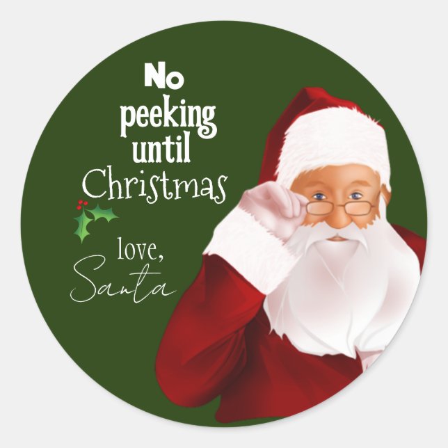 Der Offizielle Aufkleber "No Peeking" vom Santa (Vorderseite)