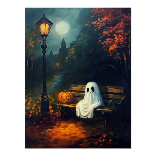 Der Oktober-Kompanion | Spooky Ghost & Pumpkin Poster (Vorderseite)
