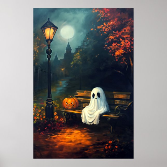 Der Oktober-Kompanion | Spooky Ghost & Pumpkin Poster (Vorne)