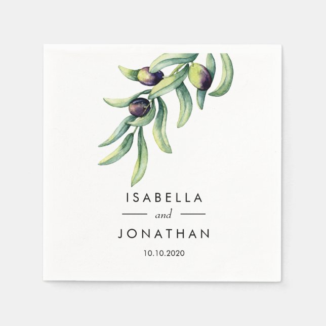 Der Olivenhain | Rustikale Hochzeit Custom Serviette (Vorderseite)