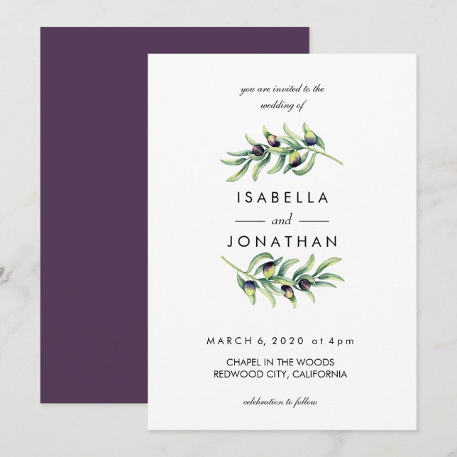 Der Olivenhain | Zwei Zweigniederlassungen rustika Einladung (Vorne/Hinten)