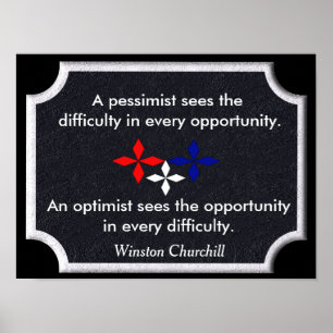 Der Optimist - Zitat von Winston Churchill - druck Poster