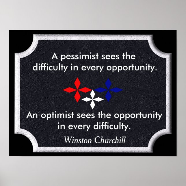Der Optimist - Zitat von Winston Churchill - druck Poster (Vorne)