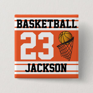 Der orange Basketball u. das Weiß Stripes DIY Button