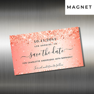 Der orangefarbene Glitzer des Geburtstags speicher Magnetkarte