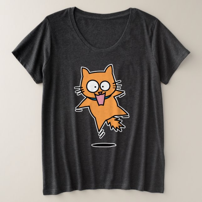 Der Orangensprung der beängstigenden Katze überras Große Größe T-Shirt (Design vorne)