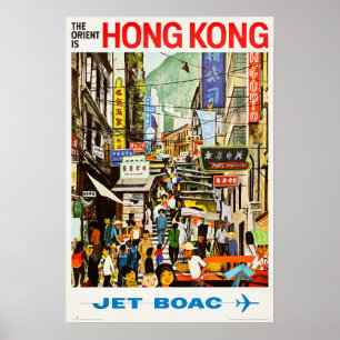 Der Orient ist HONGKONG Vintag Airlines Travel Poster
