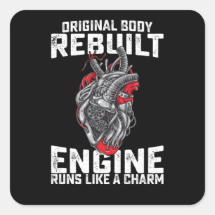 Der originale Motor für den Body-Rebuilt läuft wie Quadratischer Aufkleber