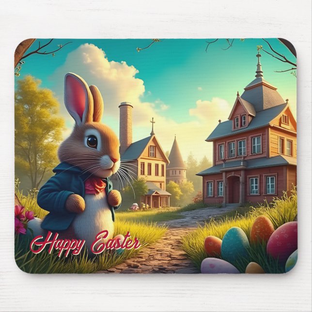 Der Osterhase auf einer geheimen Mission Mousepad (Vorne)