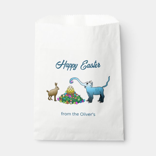 Der Osterhase sammelt Ostereier Geschenktütchen (Vorderseite)