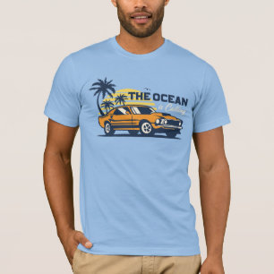 Der Ozean Ruft Retro-Strand-Auto Sommer T-Shirt